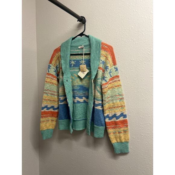 NWT FAHERTY Palm Isle 100% Organic Cotton Cardigan sweater size Small MSRP $298 - Picture 1 of 11